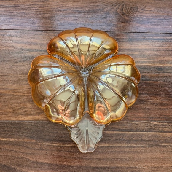 Vintage carnival glass three section flower dish - Picture 2 of 2